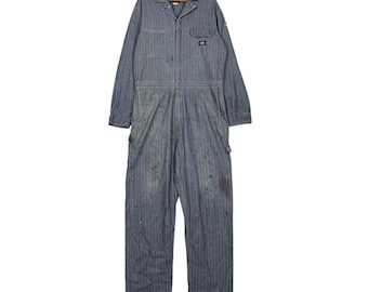 Vtg 40s 50s Hercules Nation-alls Green Herringbone Denim Workwear