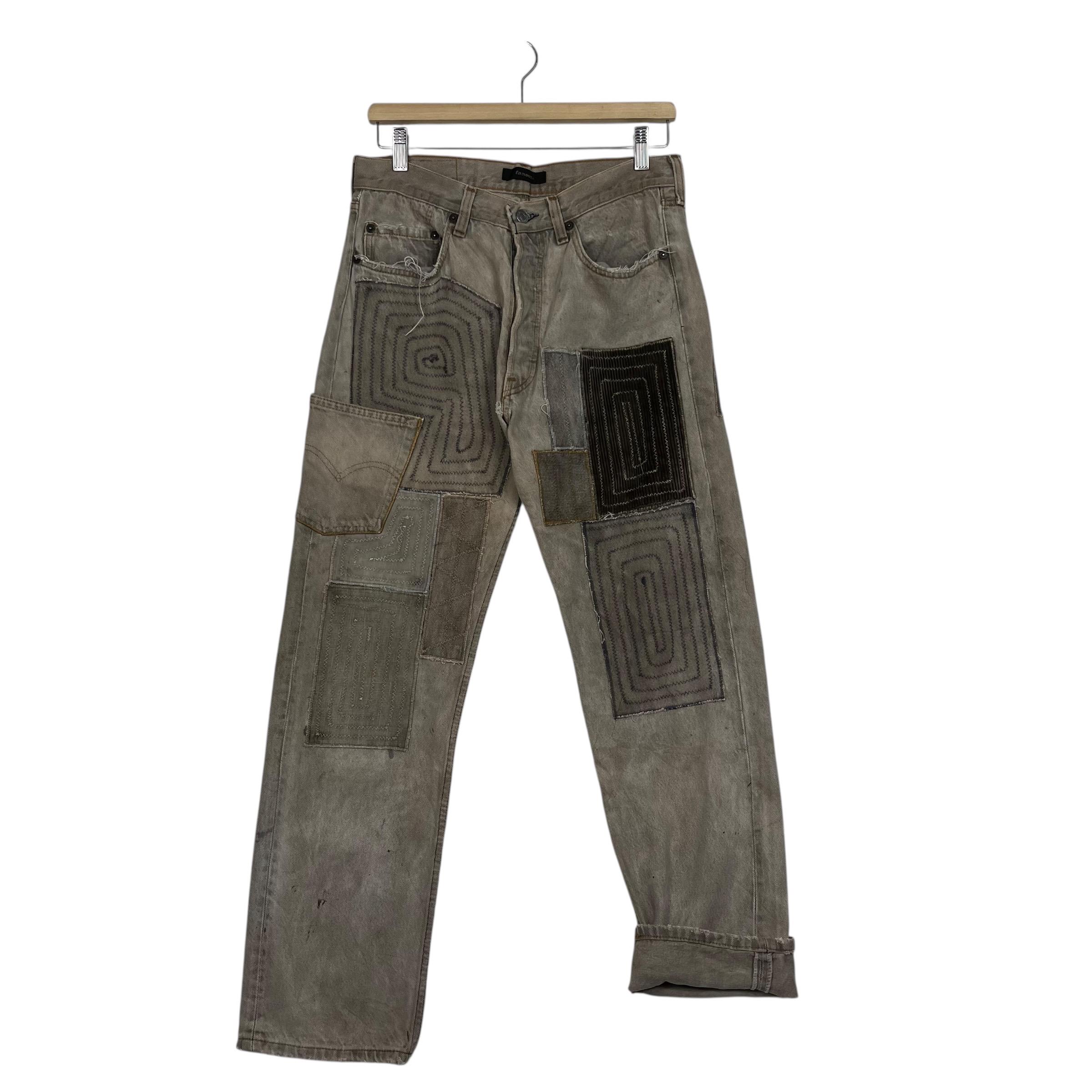 Vintage Levis X Famouz Sashiko Patchwork Workwear Denim Jeans W30