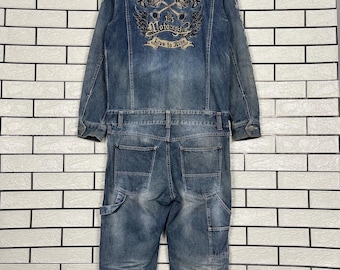 Vintage Vanson Leather Usa Embroidery Big Logo Skulls Overall Coverall W37