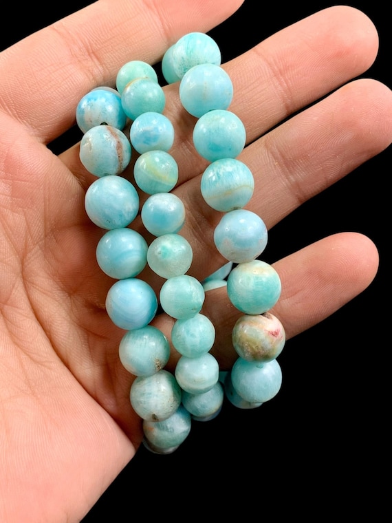 5mm Blue Aragonite Bracelets Available From Pakistan.