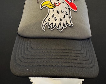 Patriotic Eagle Trucker Hat: Women's Fit, Ponytail Slot, USA 4th of July