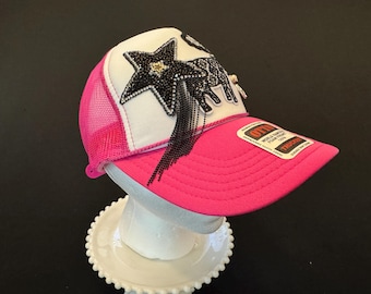 Save a Horse Rhinestone Trucker Hat: Hot Pink Western Snapback