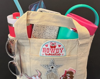 Howdy Sweetie Canvas Tote: Cowgirl Western Rhinestone Star Bag