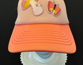 Mushroom Butterfly Trucker Hat: Women's Fit, Hidden Ponytail - Cottagecore Style