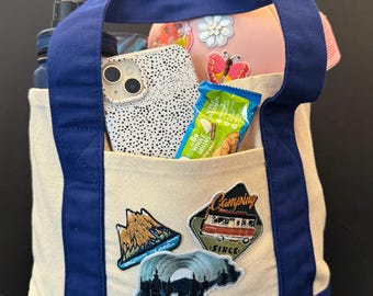 Camping Patch Canvas Tote Bag: Trader Joe's Inspired Adventure