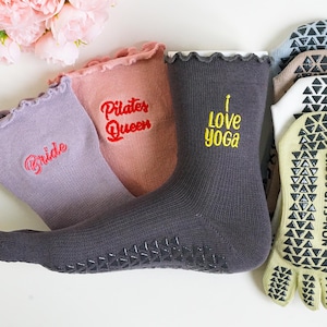 Custom Text Yoga Socks: Ruffle Toe Pilates Grips, Anti-Slip Five Finger Socks