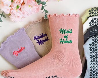 Personalized Ruffle Toe Yoga Socks: Custom Wedding Pilates Five Finger Socks