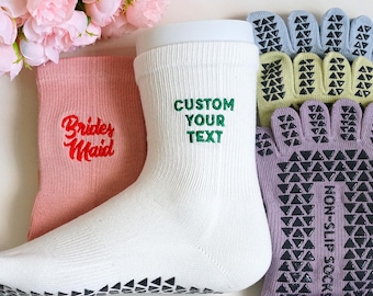 Personalized Embroidered Text Yoga Socks: Non-Slip Pilates Socks