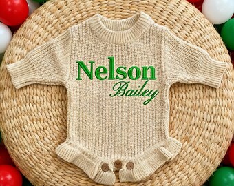 Conjunto de bebé personalizado con nombre bordado, mameluco de algodón tejido para recién nacido, body de regalo para bebé
