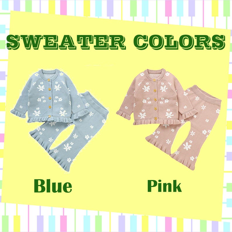 Ruffle Baby Sweater Outfit Set, Knit Infant Flower Clothes With Pants ...