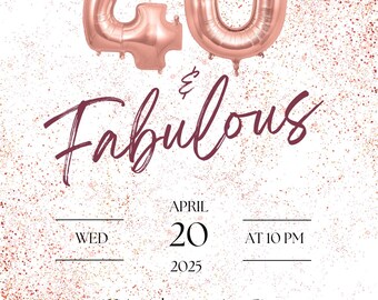 Rosegold 40. Geburtstag Einladung Vorlage | Bearbeitbar Canva Invite | Eleganter Meilenstein Geburtstag | Digitaler Download