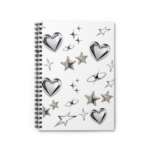 Chic Metallic Hearts and Stars Spiral Notebook, Perfect for Journaling, School, Note-taking, Gifts, Self-Expression