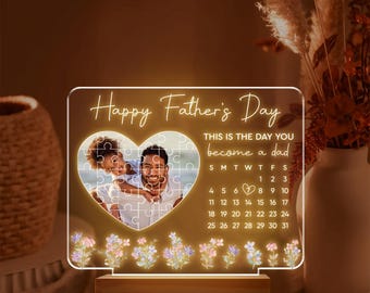 Custom LED Photo Frame for Dad – “The Day You Became a Mom” Light Box, Personalized Father&#39;s Day or Birthday Gift