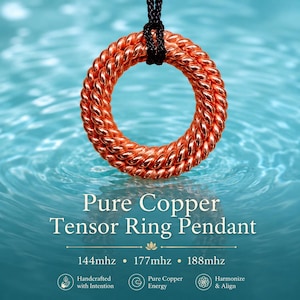 144mHz Copper Tensor Ring Pendant, EMF Inspired Protection Jewelry, 188mHz Tensor Rings Necklace, Energy Pendant, Grounding Gift for Him Her