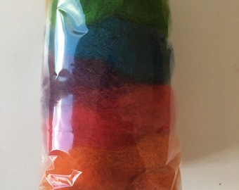 One Ounce Rainbow Roving in Gift Bag