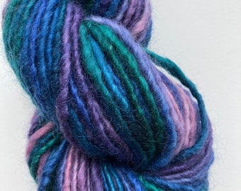 Blue-Pink-Purple-Green Hand Spun Hand Dyed Yarn