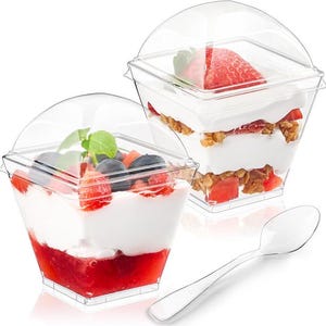 200pcs Dessert Cups With Spoons 100pc 5 OZ Mini Clear
