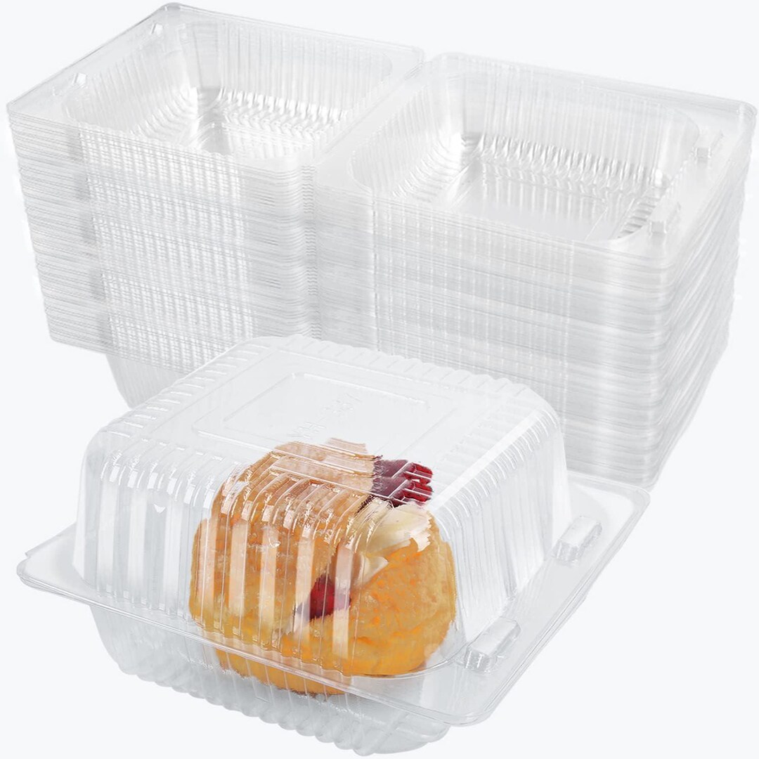 100 Pcs Clear Plastic Take Out Containers,disposable Clamshell Dessert ...