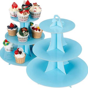 Lot de 2 présentoirs à cupcakes à 3 niveaux, support à gâteaux, tour à cupcakes à étages pour présentation de desserts, cadeaux de fête d'anniversaire
