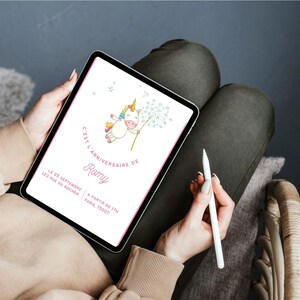 Invito di compleanno a tema unicorno - Modello Canva personalizzabile | Invito a tema unicorno per bambina | Biglietto d'invito pronto per la stampa