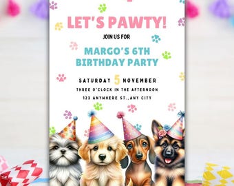 Puppy Birthday Invitation: Editable Dog Party Template (Digital Download