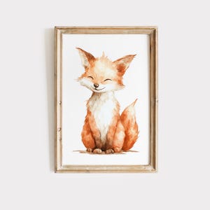 Baby Fuchs Kinderzimmer Wand Kunst | Waldtier Druck für Kinderzimmer | Niedliche Aquarell Fuchs Illustration | Neutrales Baby-Dusche-Geschenk