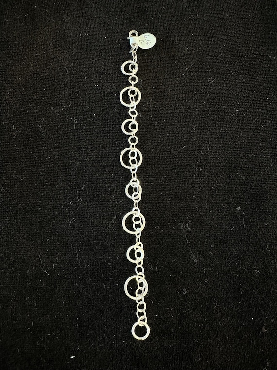 Sterling Silver Circle Patterned Chain Bracelet - image 2