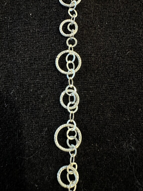 Sterling Silver Circle Patterned Chain Bracelet - image 3