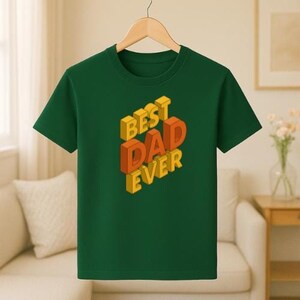 Camiseta com letras maiúsculas 3D "Melhor Pai de Todos os Tempos" - Presente para o Dia dos Pais - Camiseta unissex bacana para pais - Camiseta masculina com estampa ousada