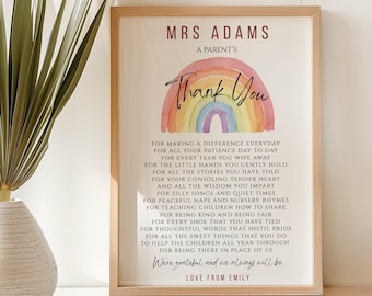 Personalized Teacher Thank You Poem: Custom Printable Gift (Digital Download)