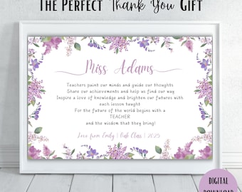Personalized Teacher Thank You Poem Print (Digital Download)