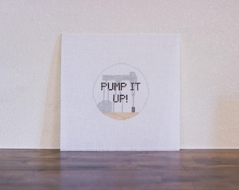 Pump it Up Needlepoint Canvas - Round Ornament