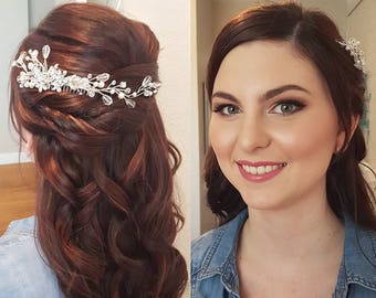 Bridal Hair Vine - Swarovski Crystal and pearl hair comb, bridal accessory, wedding headpiece, beaded comb, wedding accessory, brides, vine