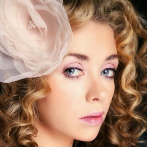 Lush Blushing Bride -- Sheer Layered Wedding Hair Flower Headpiece