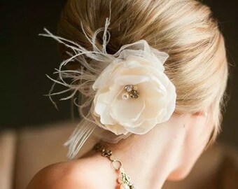 Classic and Romantic Vintage Flower Bridal Headpiece -- Hair Flower, Wedding Headpiece, Wedding Flower, Vintage Flower, Classic Romance