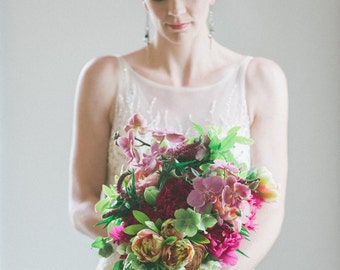 Wedding Hair Flower "Rock Magnolia" - Industrial Chic , layered flower, floral headpiece, statement piece, edgy, chic bride, large flower