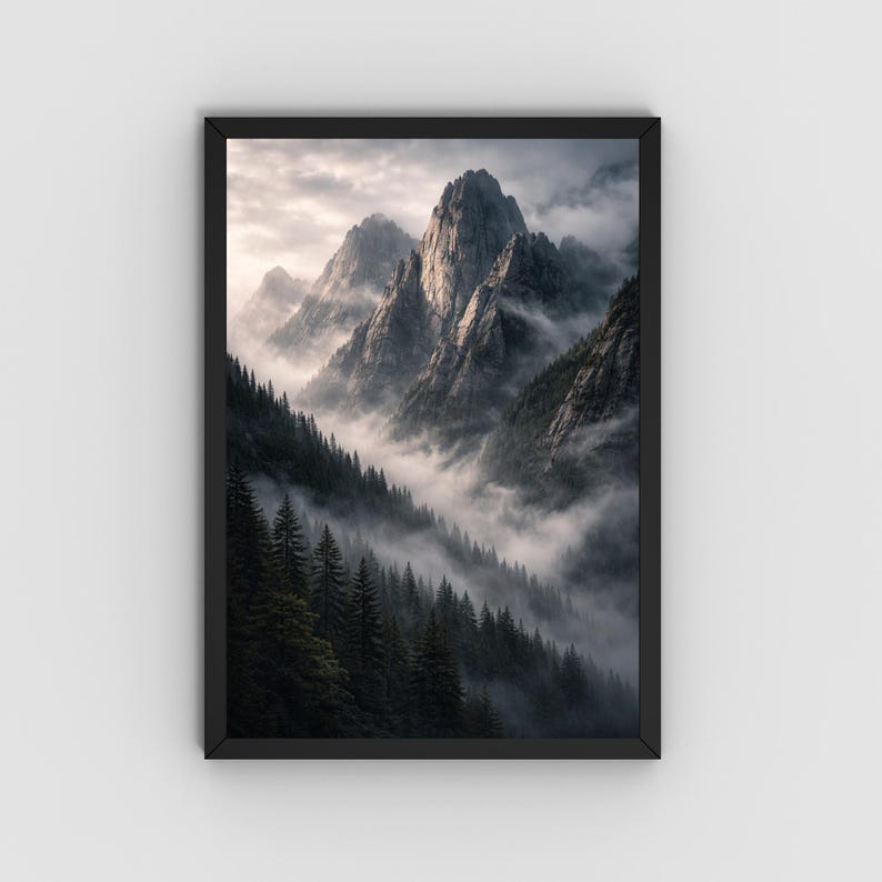 Mountain Landscape Wall Art Printable Misty Mountains Nature Art ...