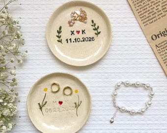 Custom wedding jewelry ceramic dish Anniversary ring ceramic dish Engagement Tray dish Bridesmaid Engagement Gift Wedding Ring Dish