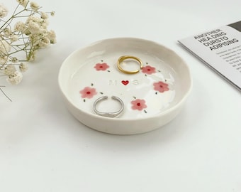wedding ring ceramic dish Personalized jewelry dish Valentines gift Anniversary handmade Gift Custom Ring Dish Wedding Gift for Couple