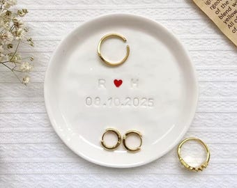Custom wedding ring ceramic dish Personalized Jewelry Dish Anniversary ring ceramic Gift,Engagement Ring Tray wedding Gift Valentines gift