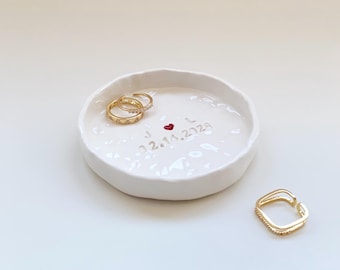Custom Ceramic Ring Tray Custom wedding ring ceramic dish Personalized wedding jewelry ceramic Tray Custom Date and Initials ceramic dish