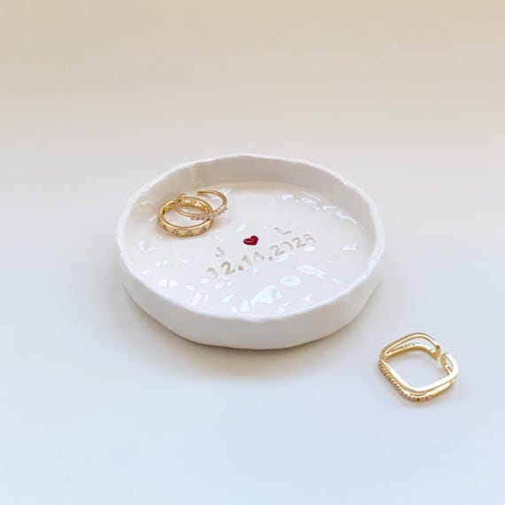 Custom Ceramic Ring Tray Custom wedding ring ceramic dish Personalized wedding jewelry ceramic Tray Custom Date and Initials ceramic dish