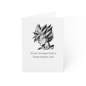 Tarjetas de felicitación para el Día del Padre: Papá Super Saiyan, regalo para papá, tarjeta de cultura pop, regalo para el Día del Padre, tarjeta divertida para papá, tarjeta de agradecimiento para papá
