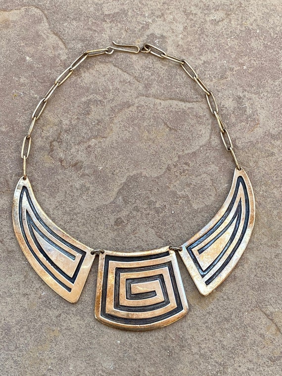 RARE Hopi Overlay Silver Necklace Wallie Sekayumpt