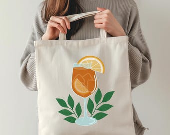 Aperol Spritz Aesthetic Tote, Italian Summer Market Bag, Brunch Babe Vibe, Citrus Cocktail Canvas, Orange Aesthetic Gift, Bachelorette Bag