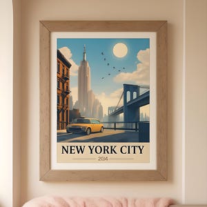 Vintage NYC Travel Poster: Retro Skyline Art Print (Digital Download)