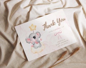 Bewerkbare sjabloon bedankkaart babyshower: minimalistisch ontwerp (digitale download)