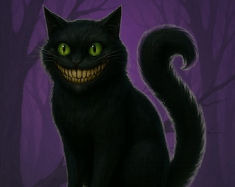 Cheshire Cat Art Print: Alice in Wonderland, grillig decor