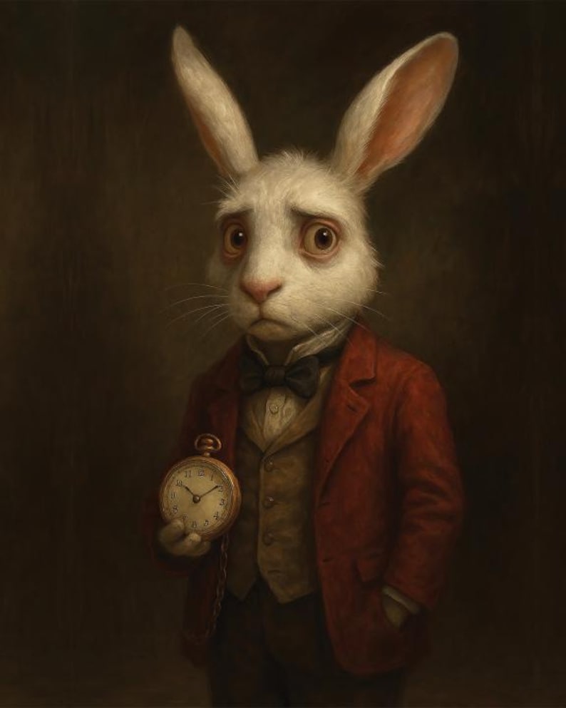 The White Rabbit – Wonderland Creature Art Print, Dark Fairytale Decor ...