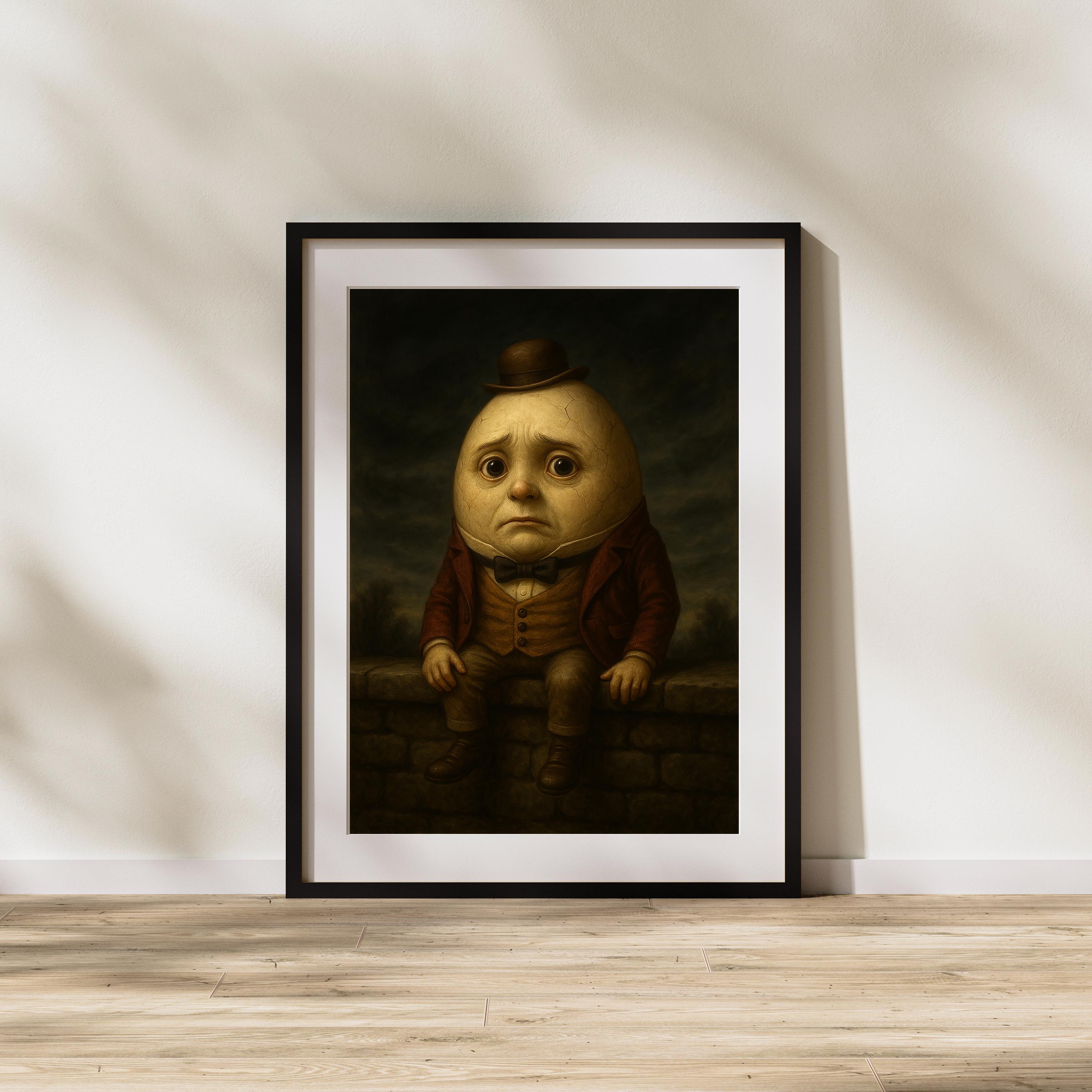 Humpty Dumpty Print: Surreal Victorian Nursery Art, Dark Fairy